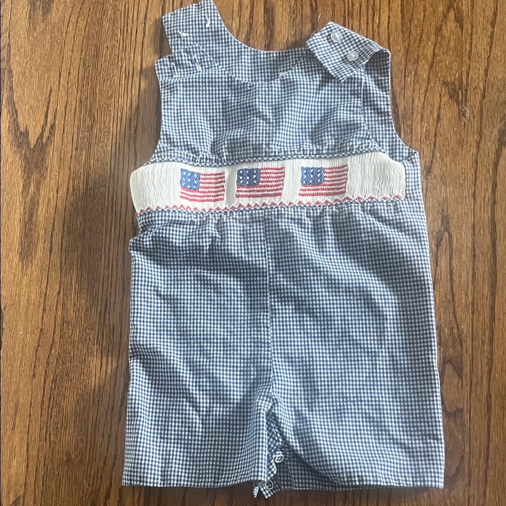 Patriotic Gingham Kids Overalls